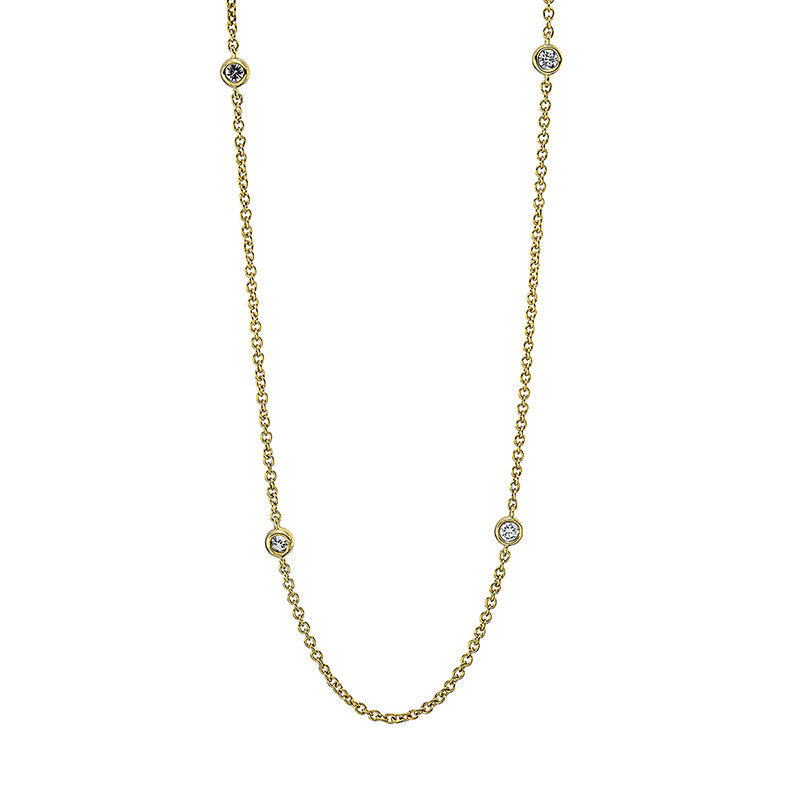 Collier 18 kt GG, mit ZÖ 40 cm, 8 Brill. 0,33 ct, TW-si