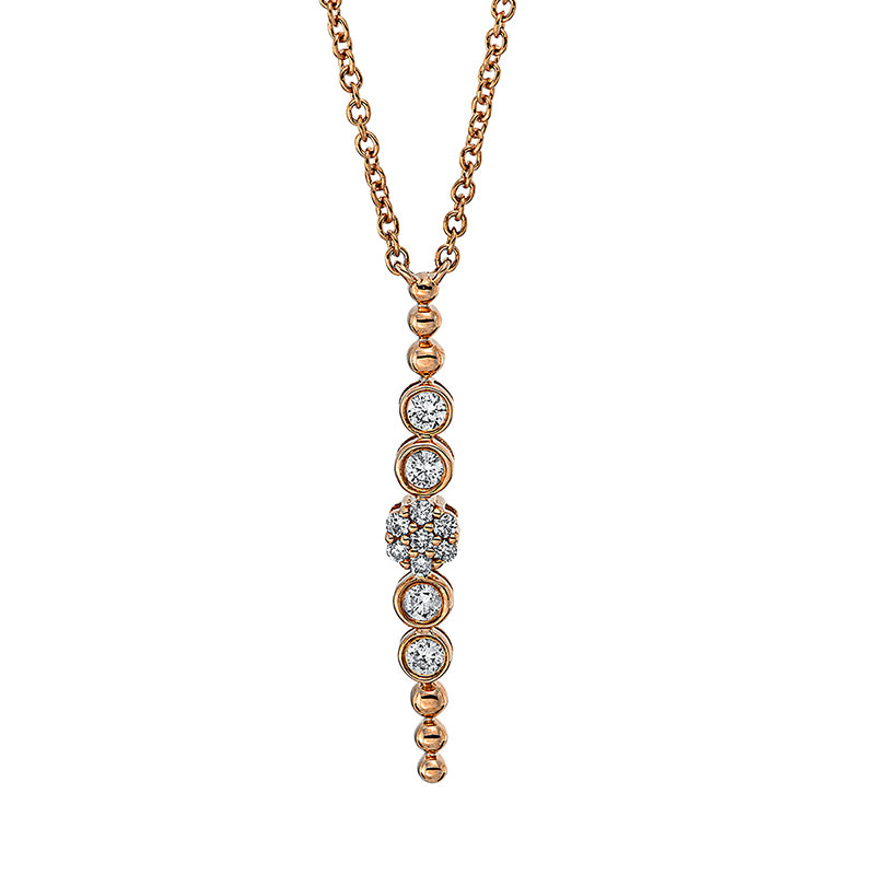 Collier 18 kt RG, mit ZÖ 40 cm, 4 Brill. 0,13 ct, TW-si, 7 Brill. 0,06 ct, TW-si