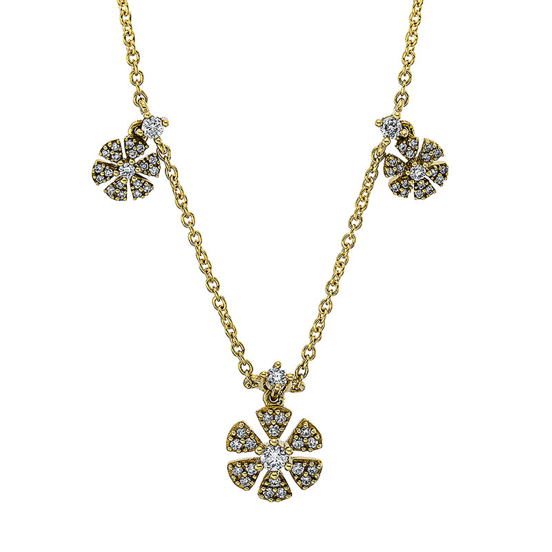 Collier 18 kt GG, mit ZÖ 40 cm, 4 Brill. 0,13 ct, TW-si, 56 Brill. 0,18 ct, TW-si