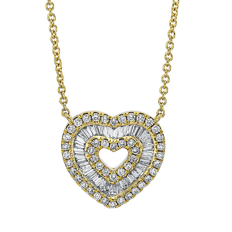 Collier 18 kt GG, mit ZÖ 40 cm, 32 Trap. 0,33 ct, TW-si, 46 Brill. 0,36 ct, TW-si