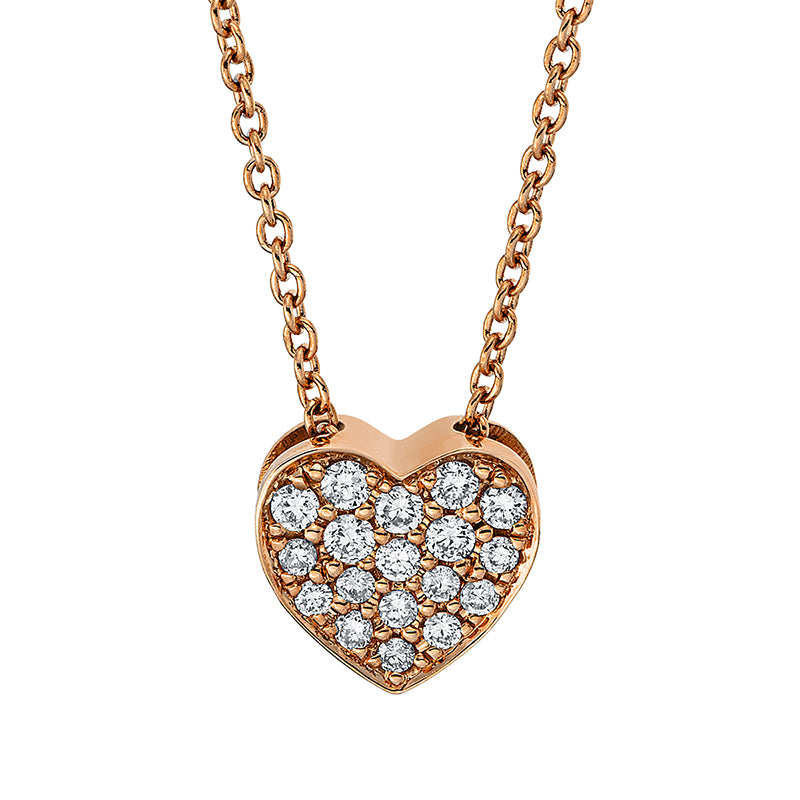 Collier 18 kt RG, mit ZÖ 40 cm, 18 Brill. 0,19 ct, TW-si