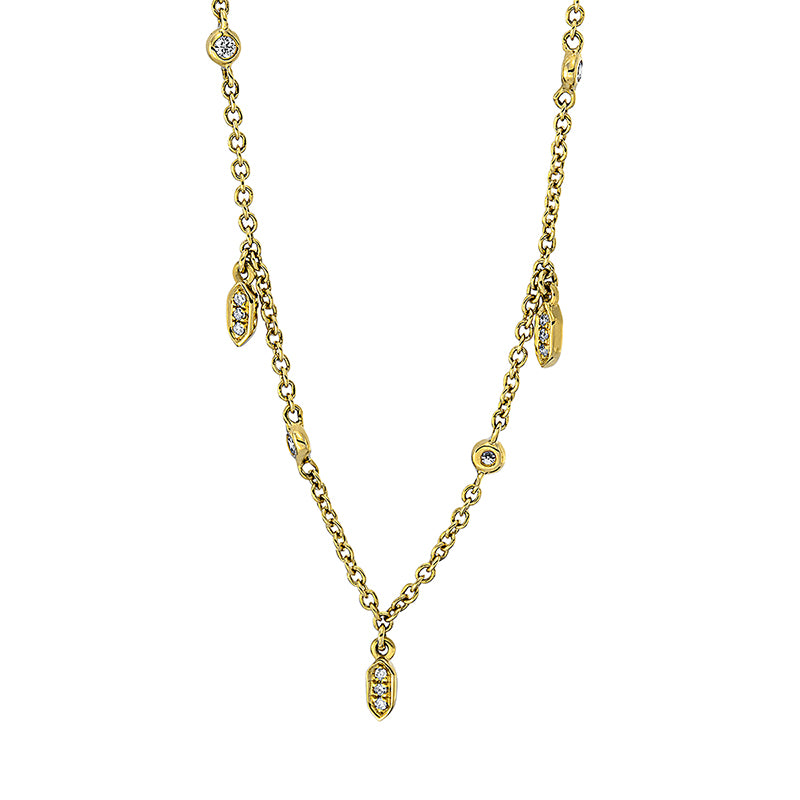Collier 18 kt GG, mit ZÖ 40 cm, 13 Brill. 0,08 ct, TW-si