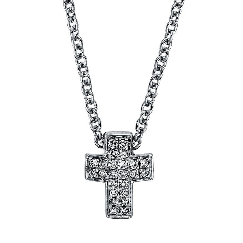 Collier 18 kt WG, mit ZÖ 40 cm, 24 Brill. 0,05 ct, TW-si