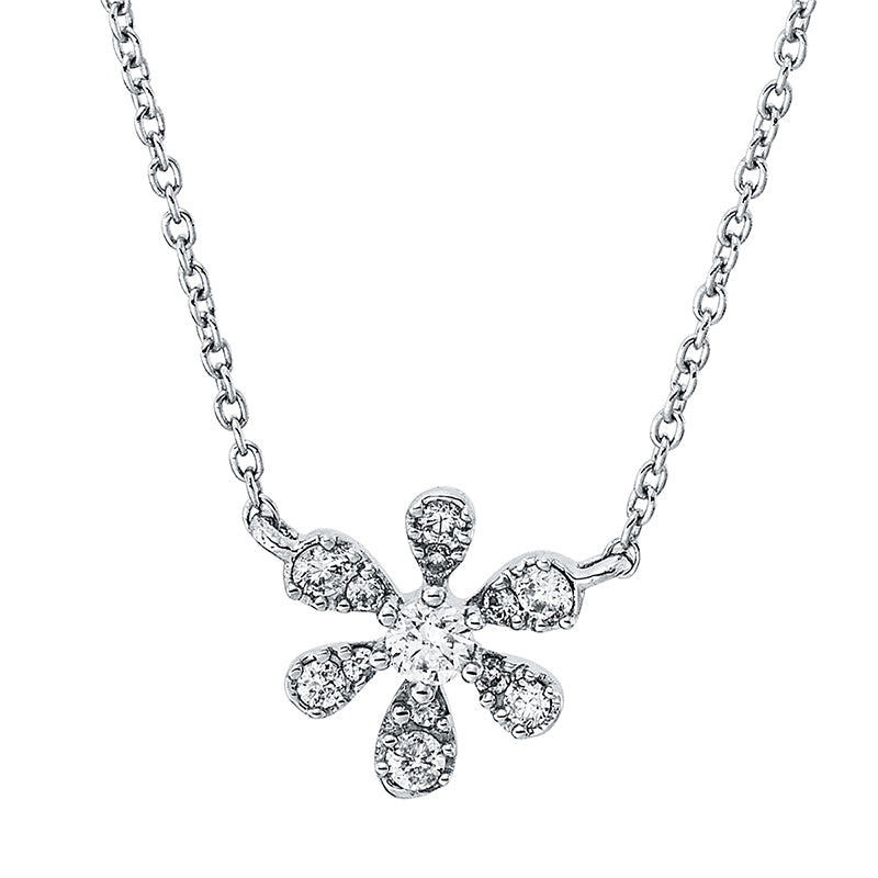 Collier 18 kt WG, mit ZÖ 40 cm, 1 Brill. 0,03 ct, TW-si, 12 Brill. 0,07 ct, TW-si