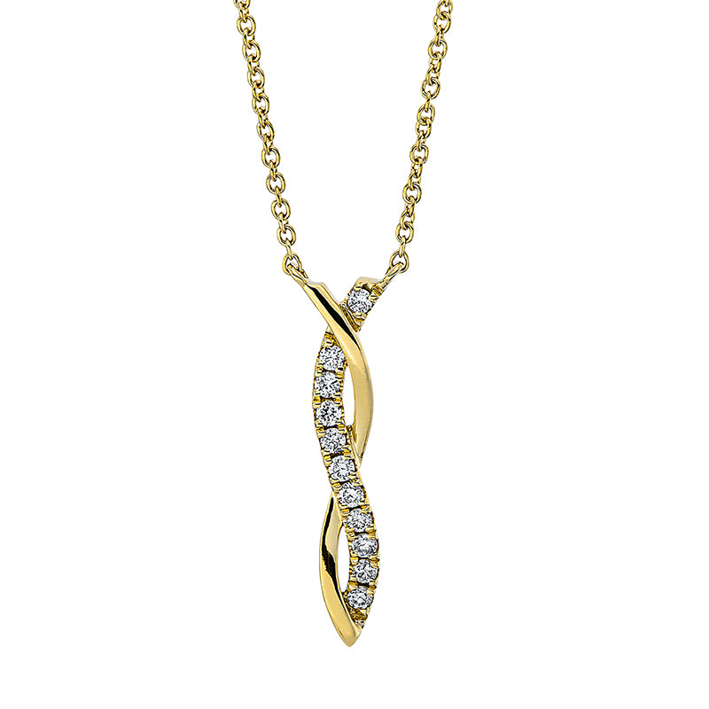Collier 18 kt GG, mit ZÖ 40 cm, 11 Brill. 0,18 ct, TW-si