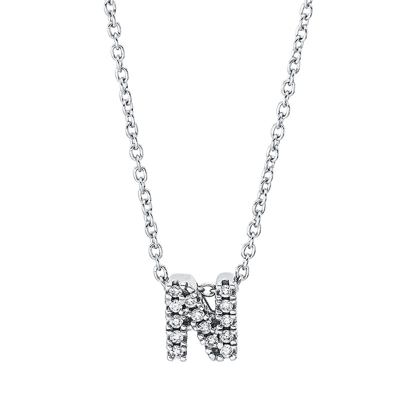 Collier 18 kt WG, mit ZÖ 40 cm, 14 Brill. 0,03 ct, TW-si