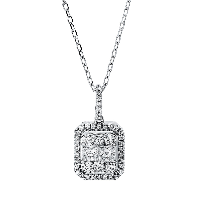 Collier 18 kt WG, 4 Brill. 0,19 ct, TW-pi, 2 Tropfen 0,09 ct, TW-si, 2 Tropfen 0,32 ct, TW-si, 37 Brill. 0,11 ct, TW-pi