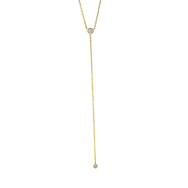 Collier 18 kt GG, mit ZÖ 40 cm + 42 cm, 1 Brill. 0,08 ct, TW-si, 1 Brill. 0,02 ct, TW-si