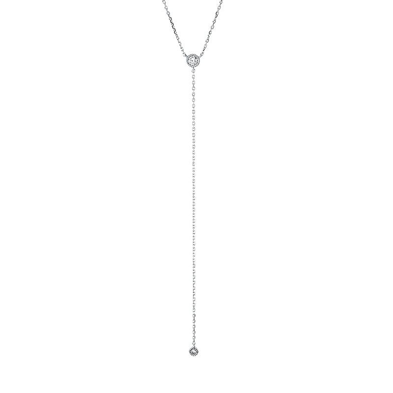 Collier 18 kt WG, mit ZÖ 40 cm + 42 cm, 1 Brill. 0,08 ct, TW-si, 1 Brill. 0,02 ct, TW-si