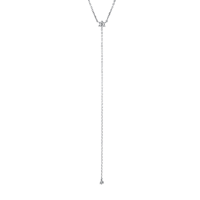 Collier 18 kt WG, mit ZÖ 40 cm + 42 cm, 1 Brill. 0,08 ct, TW-si, 1 Brill. 0,02 ct, TW-si