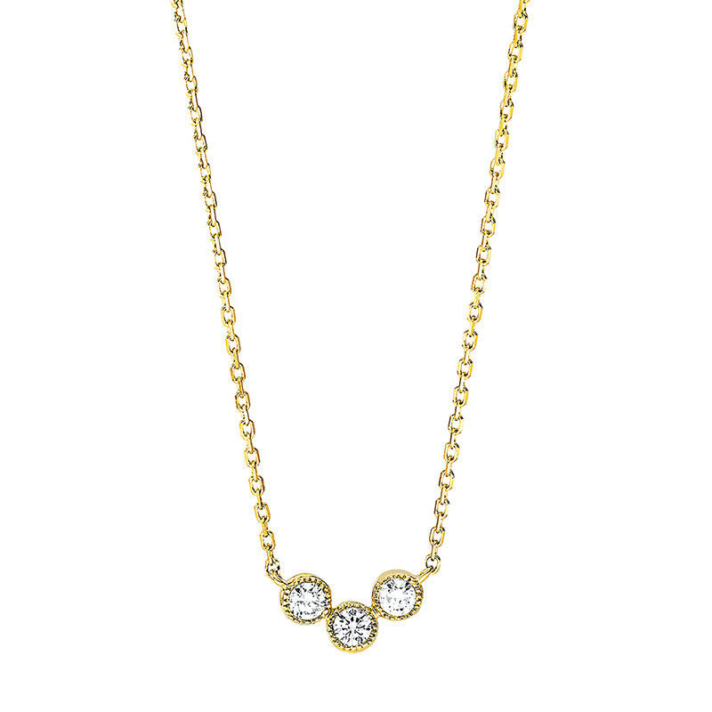 Collier 18 kt GG, mit ZÖ 40 cm + 42 cm, 3 Brill. 0,12 ct, TW-si