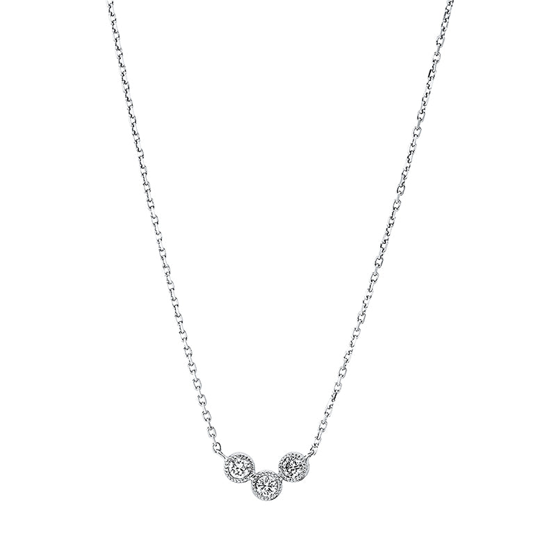Collier 18 kt WG, mit ZÖ 40 cm + 42 cm, 3 Brill. 0,12 ct, TW-si
