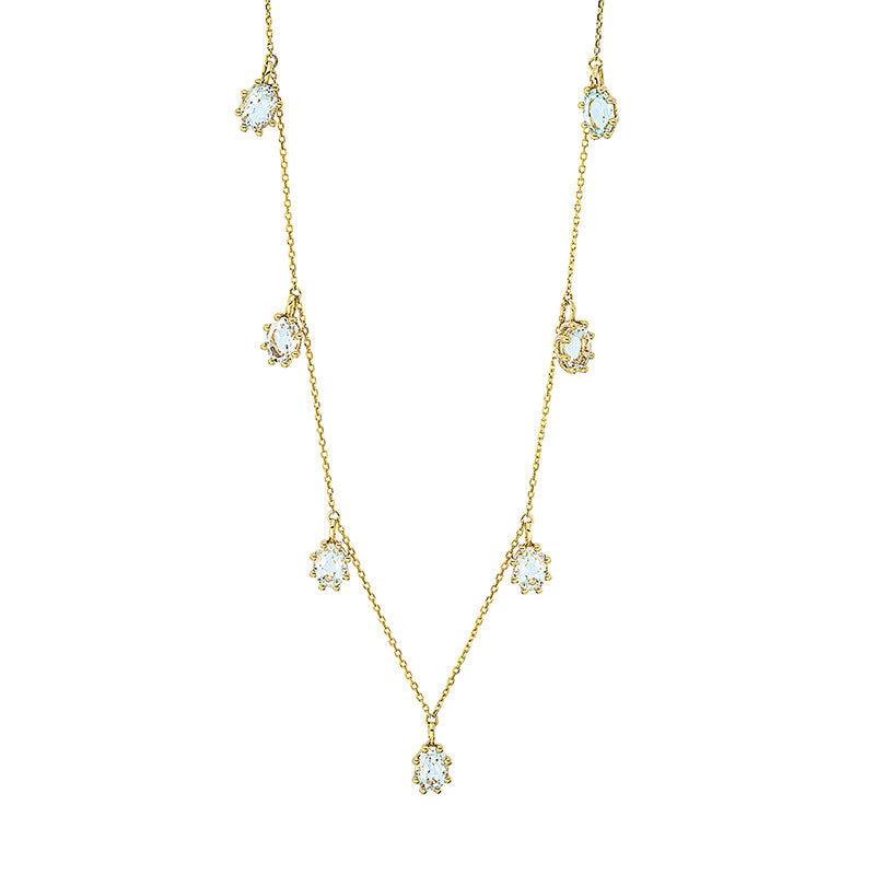 Collier 18 kt GG, mit ZÖ 40 cm, 7 Topase 4,05 ct weiß