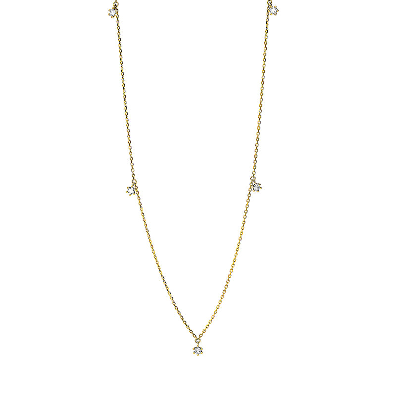 Collier 18 kt GG, mit ZÖ 40 cm, 5 Brill. 0,17 ct, TW-si