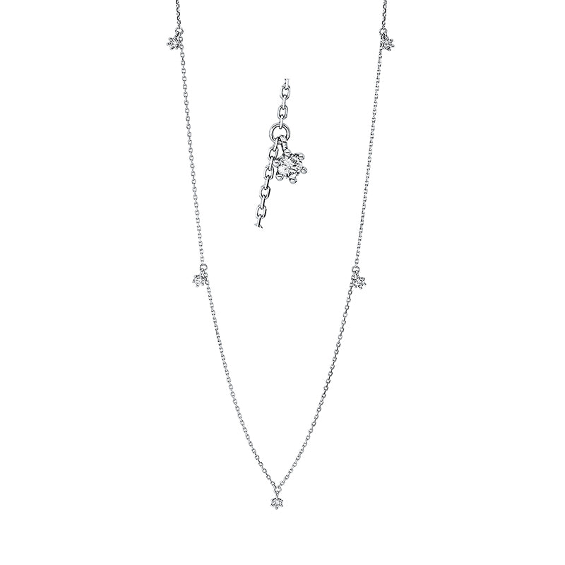 Collier 18 kt WG, mit ZÖ 40 cm, 5 Brill. 0,17 ct, TW-si