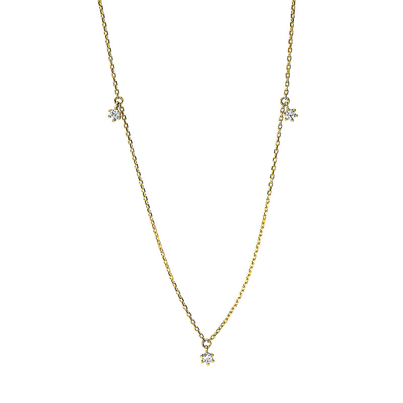 Collier 18 kt GG, mit ZÖ 40 cm, 3 Brill. 0,10 ct, TW-si