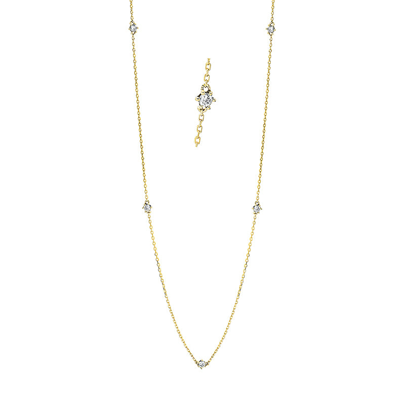 Collier 18 kt GG, mit ZÖ 40 cm, 5 Brill. 0,17 ct, TW-si