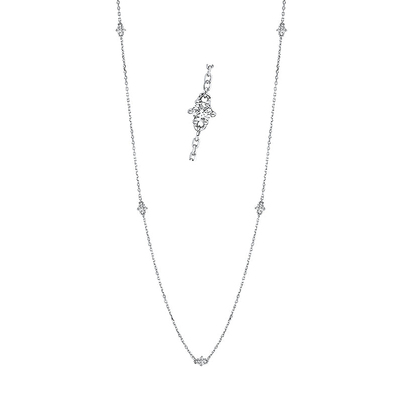 Collier 18 kt WG, mit ZÖ 40 cm, 5 Brill. 0,17 ct, TW-si