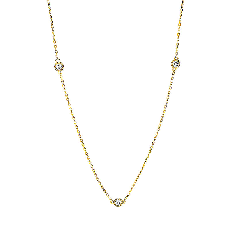 Collier 18 kt GG, mit ZÖ 40 cm, 3 Brill. 0,10 ct, TW-si
