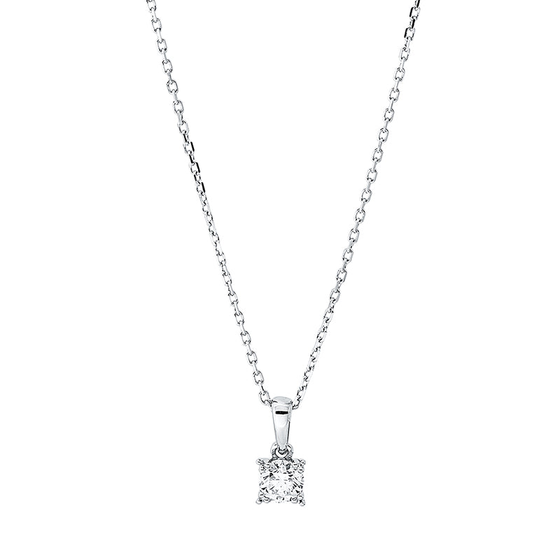 Collier 18 kt WG, mit ZÖ 40 cm + 42 cm, 1 Brill. 0,19 ct, TW-si
