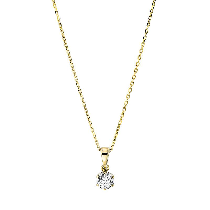 Collier 18 kt GG, mit ZÖ 40 cm + 42 cm, 1 Brill. 0,30 ct, TW-si