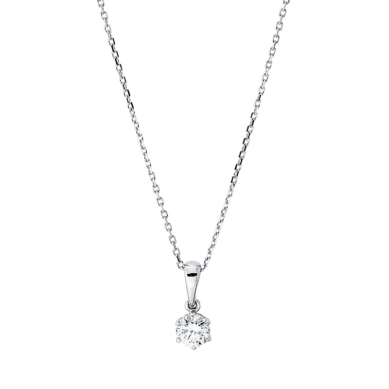 Collier 18 kt WG, mit ZÖ 40 cm + 42 cm, 1 Brill. 0,30 ct, TW-si