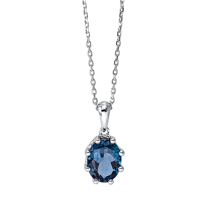 Collier 18 kt WG, mit ZÖ 40 cm + 42 cm, 1 Topas 1,60 ct Lond. blue