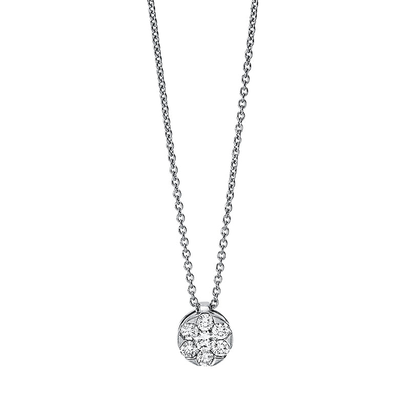 Collier 18 kt WG, 1 Brill. 0,08 ct, TW-si, 6 Brill. 0,18 ct, TW-si