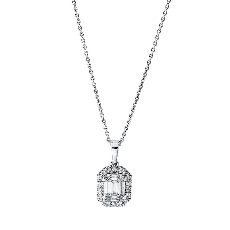 Collier 18 kt WG, mit Öse, 9 Fant-Schl. 0,36 ct, TW-si, 18 Brill. 0,20 ct, TW-si