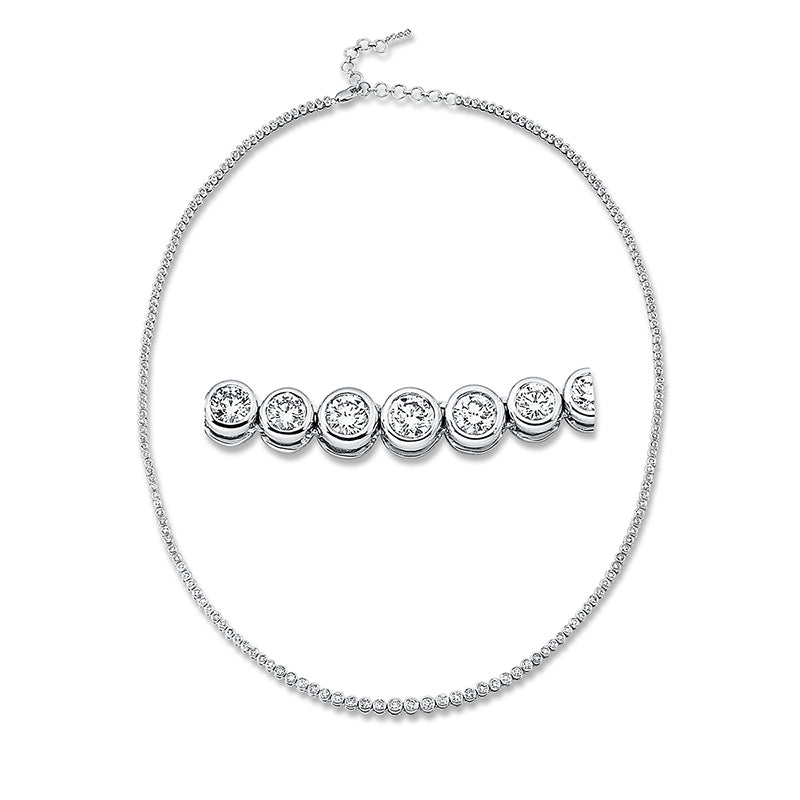 Collier 18 kt WG, 38 Brill. 1,29 ct, TW-si, 3 Brill. 0,23 ct, TW-si, 143 Brill. 1,60 ct, TW-si