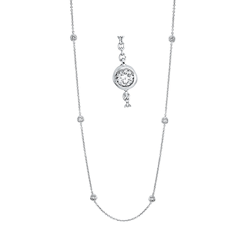 Collier 18 kt WG, 9 Brill. 0,34 ct, TW-si2