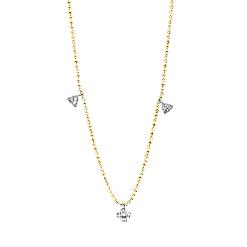 Collier 18 kt GG, Fassung rhodiniert, 18 Brill. 0,12 ct, TW-si