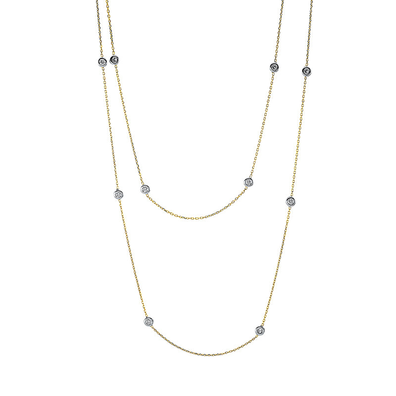 Collier 18 kt GG, Fassung rhodiniert, 12 Brill. 0,60 ct, TW-vsi