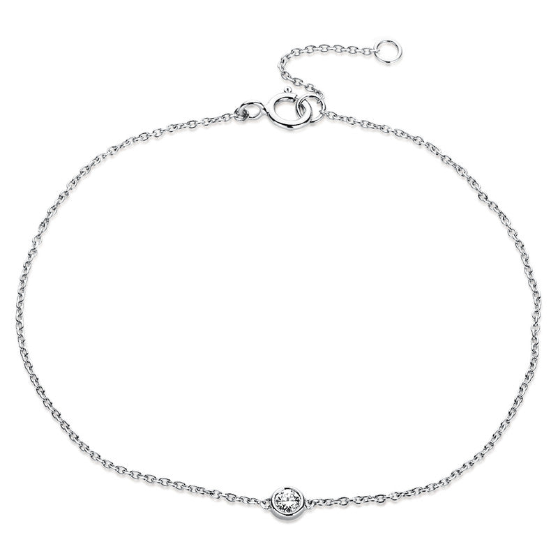 Armband Zarge 14 kt WG. ZÖ 15.5 cm. 1 Brill. 0.06 ct. TW-si. L:17.5 cm