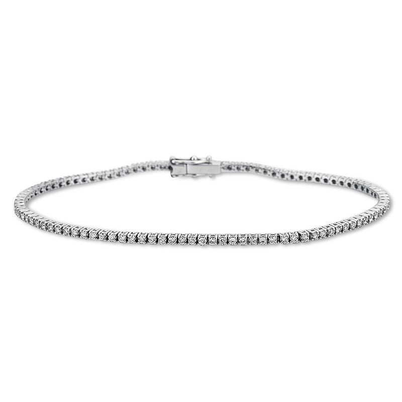 Armband 18 kt WG, 2x Sicherheitsacht, 98 Brill. 1,00 ct, TW-vsi/si