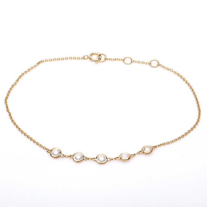 Armband 14 kt GG, 5 Brill. 0,34 ct, TW-si