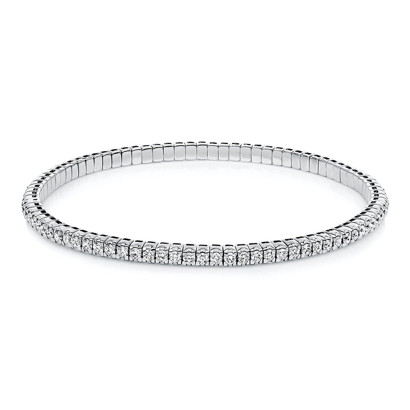 Armband 4er-Krappe 18 kt WG. Flex-Band. rhodiniert. 87 Brillanten 2.24 ct. TW-si