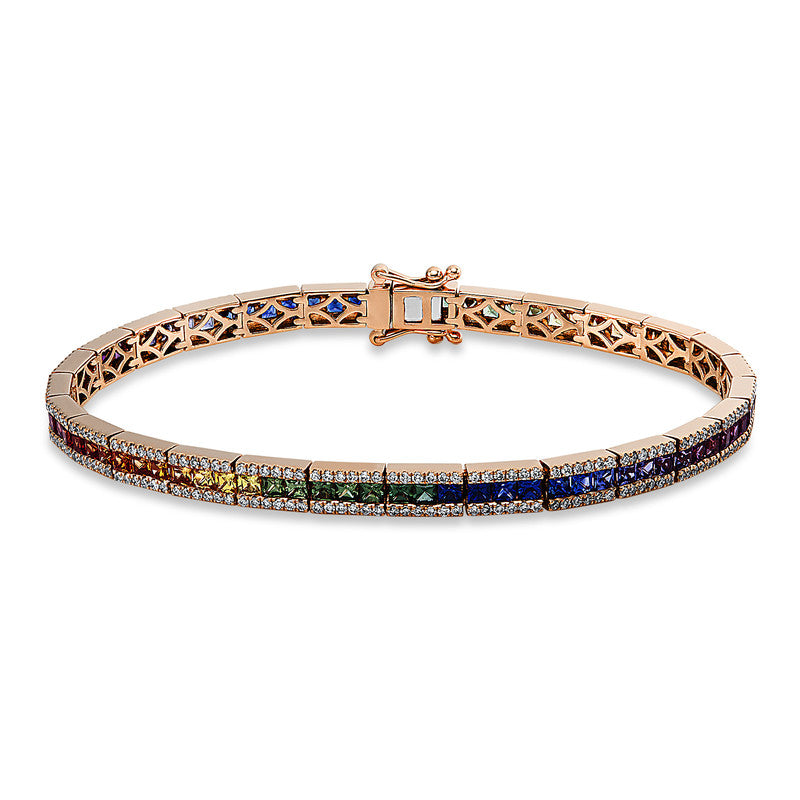 Armband 18 kt RG, 324 Brill. 1,19 ct, TW-si, 81 Saphire 4,84 ct fancy