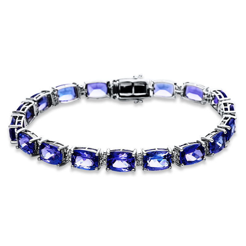Armband 14 kt WG, 36 Brill. 0,64 ct, TW-si, 18 Tansanit 28,99 ct blau
