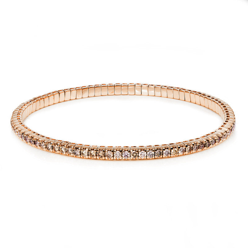 Armband 18 kt RG, Flex-Band, variabel, 89 Brill. 2,54 ct, braun