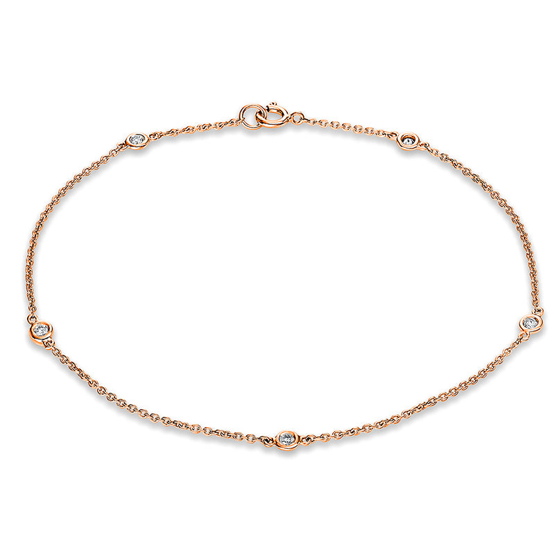 Armband 18 kt RG, mit ZÖ 15.2 cm + 16.5 cm, 5 Brill. 0,10 ct, TW-si