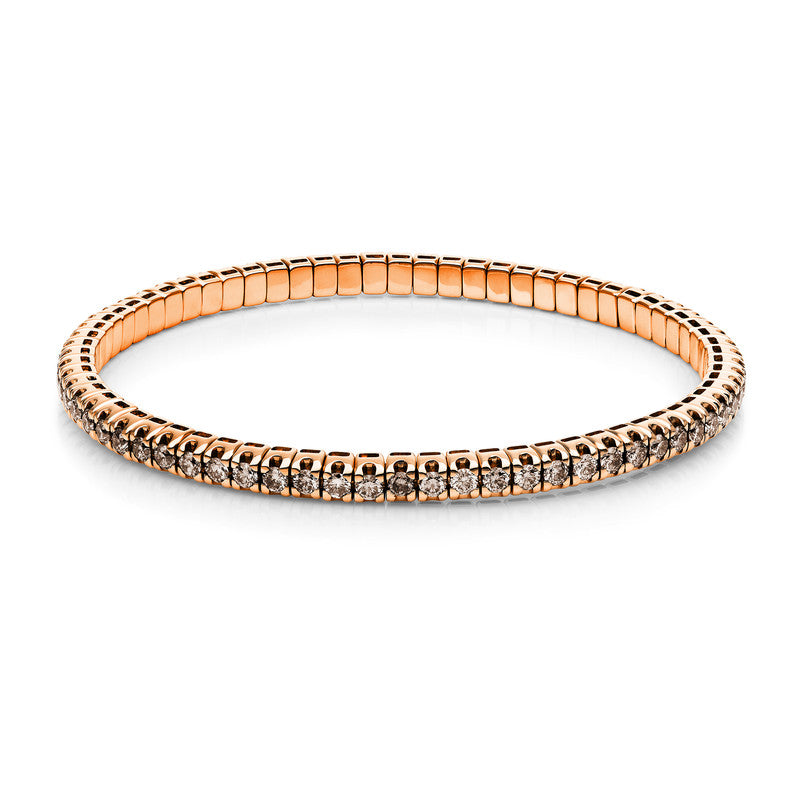 Armband 18 kt RG, Flex-Band, variabel, 70 Brill. 3,36 ct, braun