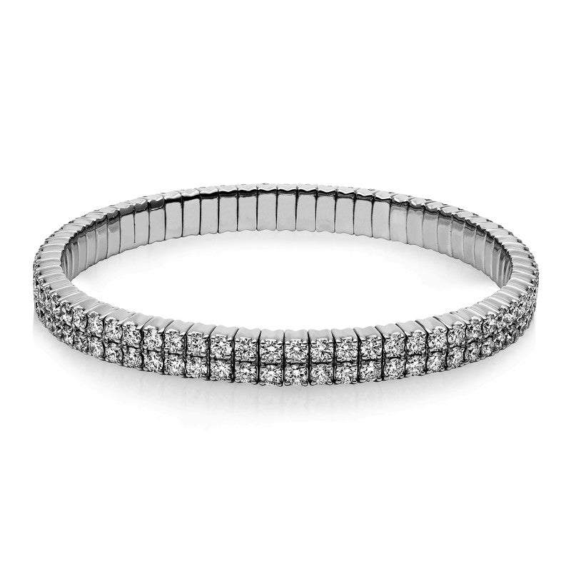 Armband 18 kt WG, Flex-Band, variabel, rhodinier, 134 Brill. 7,07 ct, TW-si