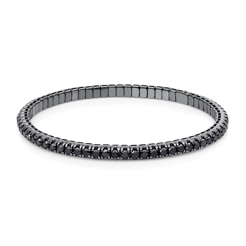 Armband 18 kt WG, Flex-Band, variabel, schw.rhod, 70 Brill. 3,72 ct, schwarz