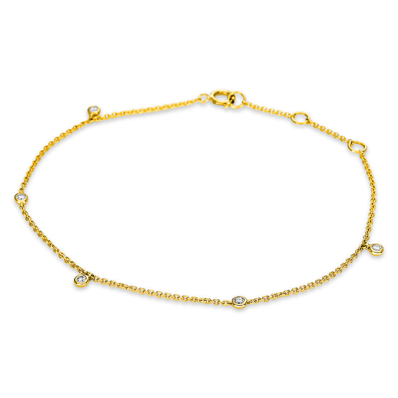 Armband 18 kt GG, mit ZÖ 15.2 cm + 16.5 cm, 5 Brill. 0,10 ct, TW-si