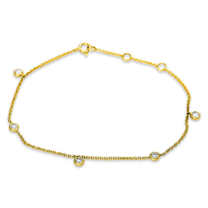 Armband 18 kt GG, mit ZÖ 15.2 cm + 16.5 cm, 5 Brill. 0,27 ct, TW-si