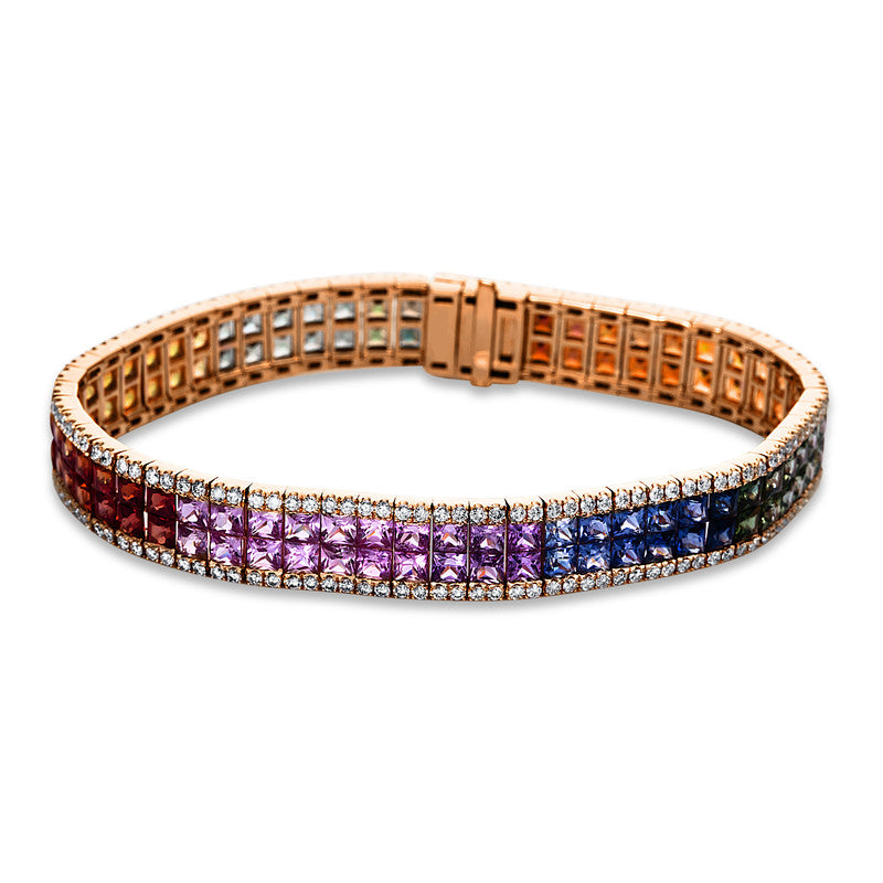 Armband 18 kt RG, 228 Brill. 2,53 ct, TW-si, 114 Saphire 20,18 ct fancy