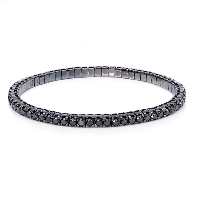 Armband 18 kt WG, Flex-Band, variabel, schwa.rho, 65 Brill. 5,98 ct, schwarz
