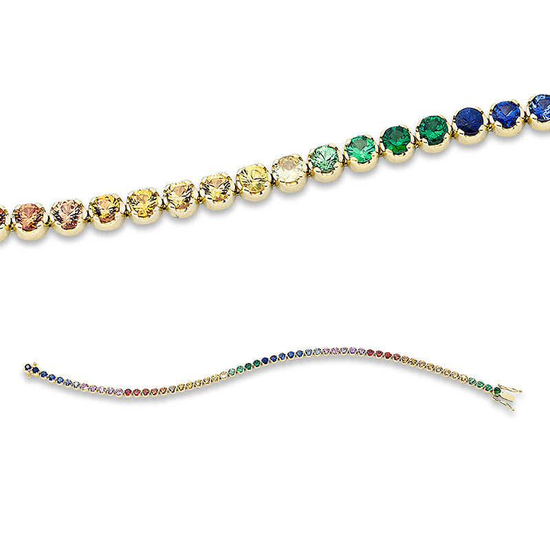 Armband 18 kt GG, 56 Saphire 4,06 ct fancy