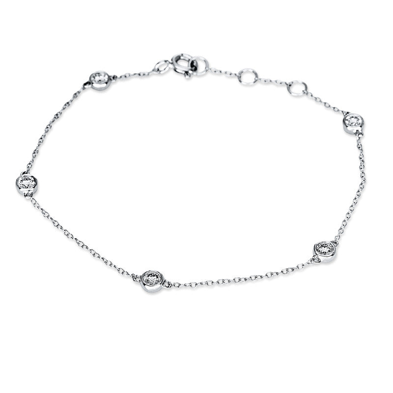 Armband 18 kt WG, mit ZÖ 15.5 cm +16.5 cm, 5 Brill. 0,45 ct, TW-si